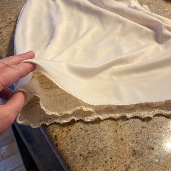 EUC/ BEBE beautiful fully lined off white with gold stitching dress. - Picture 7 of 12